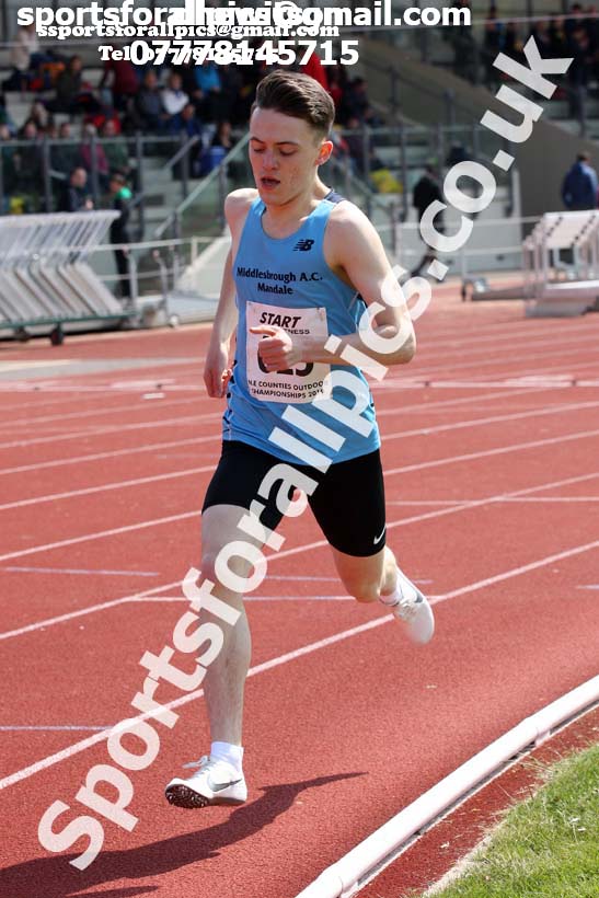 Mens under-20s 1500 metres, 2019 North Eastern Track and Field Champs., Middlesbrough. Photo:  David T. Hewitson/Sports for All Pics